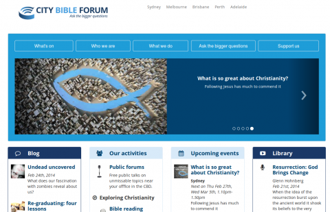 The home page of the City Bible Forum site